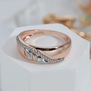 Bague De Luxe Plaqué Or Rose 585rg