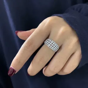Bague Or Blanc 14K, Diamant 1K