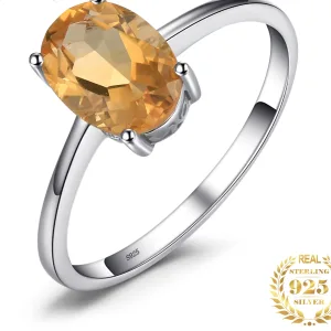 Bague Argent S925, Citrine Jaune