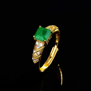 Bague Or 18K, Émeraude 2K