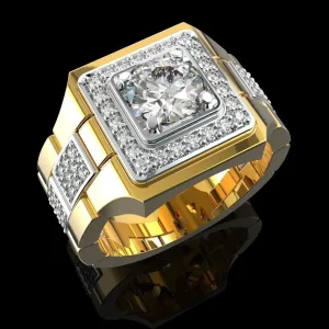 Bague Or 14K, Diamant Blanc 2K