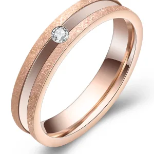 Bague Acier Inoxydable, Or Rose 585Rg