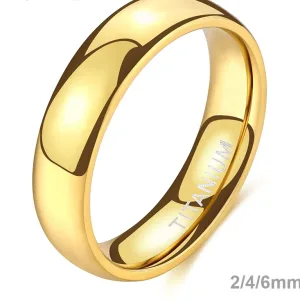 Bague Titane Plaqué Or 14k Unisexe