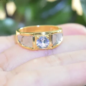 Bague Or Jaune 18K, Diamants, Homme