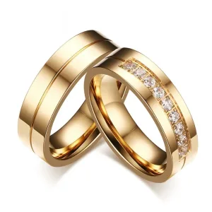Bague Acier Inoxydable Plaquée Or 18K, Elle Et Lui