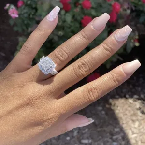 Bague Argent S925, 4 Pièces Moissanite