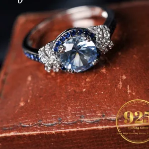 Bague Argent S925, Topaze Bleu Ciel