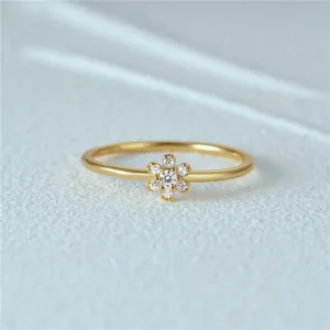 Bague Argent S925 Plaquée Or 18K, Sept Zircons