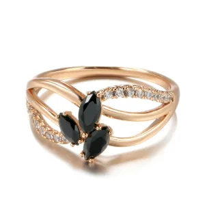 Bague Or Rose 585Rg, Diamant Noir