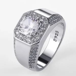 Bague Argent S925, Cristal AAA, Homme