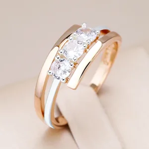 Bague Or Rose 585rg, Zircon Blanc