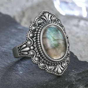 Bague Argent S925, Labradorite, Unisexe