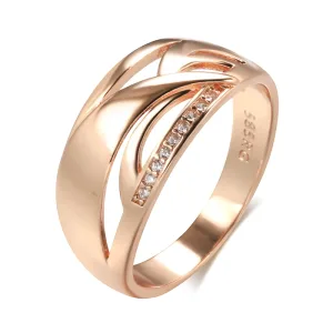 Bague En Or Rose 585rg, Zircon Naturel