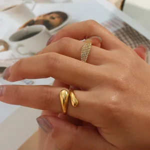 Bague Acier Inoxydable Plaqué Or 18K
