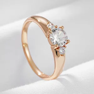 Bague Or Rose 585rg, Zircon Blanc