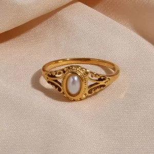 Bague Acier Inoxydable Plaqué Or 18K