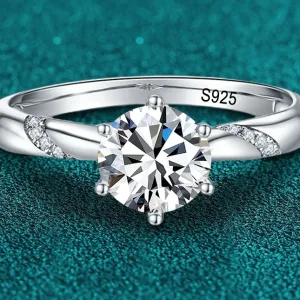 Bague Argent S925 Plaqué Or 18K, Moissanite 1-3K