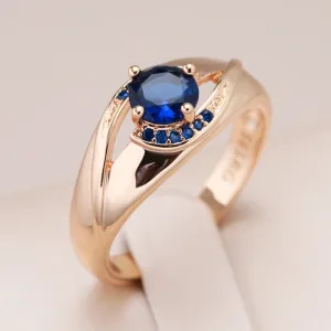 Bague Or Rose 585rg, Zircon Bleu