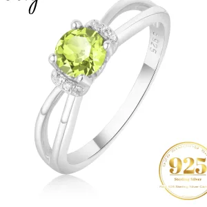 Bague Solitaire Argent S925, Péridot