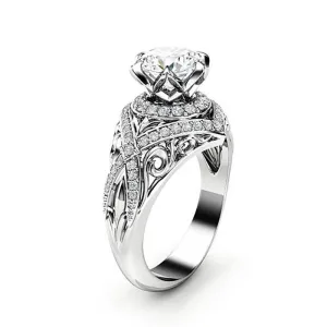 Bague Or Blanc 14K, Moissanite