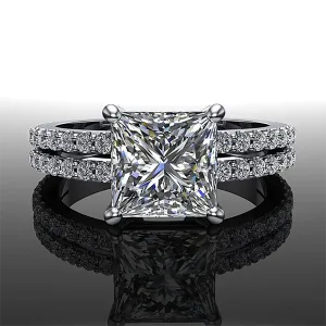 Bague Argent S925, Diamant Carré