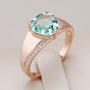 Bague Or Rose 585rg, Pierre Verte