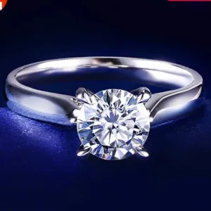 Bague Argent 925 Remplie D'or Blanc 18K