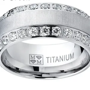 Bague Titane Et Zircon Unisexe