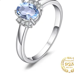 Bague Argent S925, Topaze Bleu Ciel
