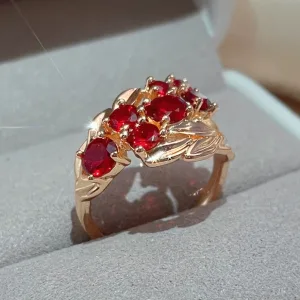 Bague Or Rose 585rg, Pierre Rouge