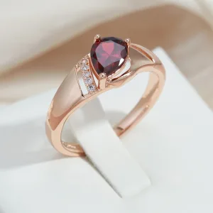 Bague Or Rose 585Rg Zircon Rouge