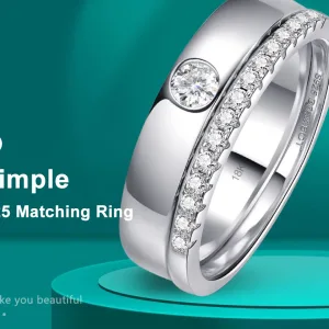 Bague Argent S925 Plaqué Or Blanc 18K