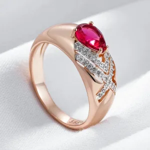 Bague Or Rose 585rg, Zircon Rouge
