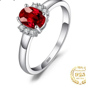 Bague Argent S925, Grenat Rouge