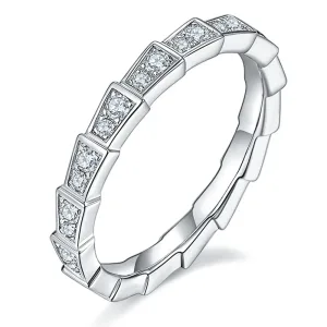 Bague Argent S925 Plaqué Or Blanc 18K