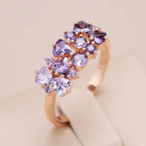 Bagues Or Rose 585rg, Zircon Violet Femme