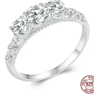 Bague Argent S925 Plaqué Or Blanc Femme