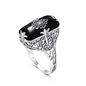 Bague Argent Sterling 925 Onyx Noir