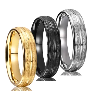 Bague En Acier Inoxydable Brossé Pour Elle Et Lui