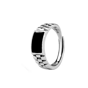 Bague Argent 925 Cristal Noir Réglable