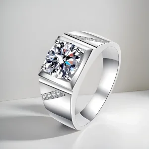 Bagues En Argent Sterling 925 Plaqué Or Blanc 18 Carats Pour Homme