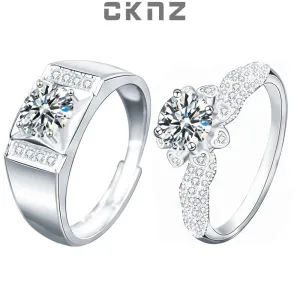 2 Bagues En Argent Sterling 925 Avec Moissanite Pour Couple