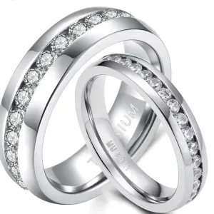 Bague En Titane Zircone Cubique Pour Elle Et Lui