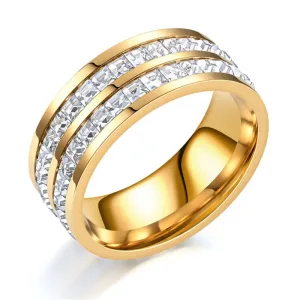 Bague En Acier Inoxydable Couleur Or Pour Femme