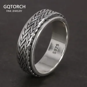 Bague Rotative En Argent Sterling 925 Unisexe