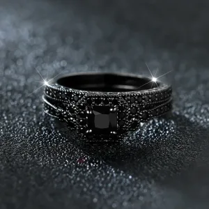 Bague En Zircon De Couleur Or Noir Femme