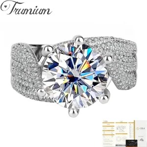 Bague En Argent 925 Avec Diamants En Moissanite