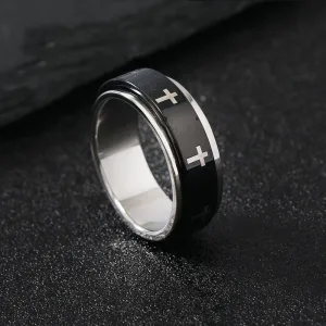 Bague En Métal Rotative En Forme De Croix Unisexe