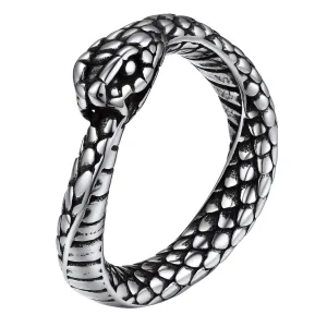 Bague Serpent Antique En Acier Inoxydable Unisexe